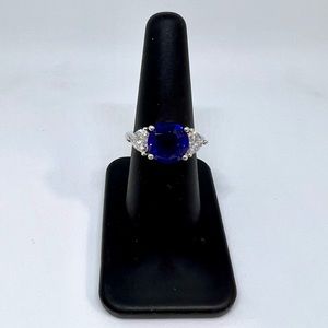 Diamonique x Amy Stran Sapphire Round-Cut Ring Platinum Clad